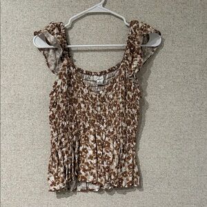 Japna Brown and Cream Floral Blouse